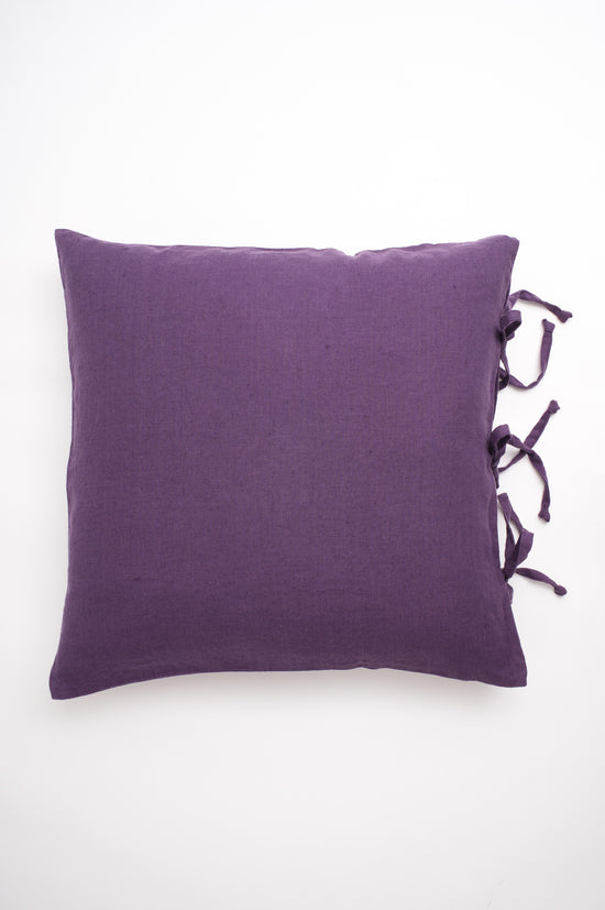 Plain linen decorative cushion covers with ties