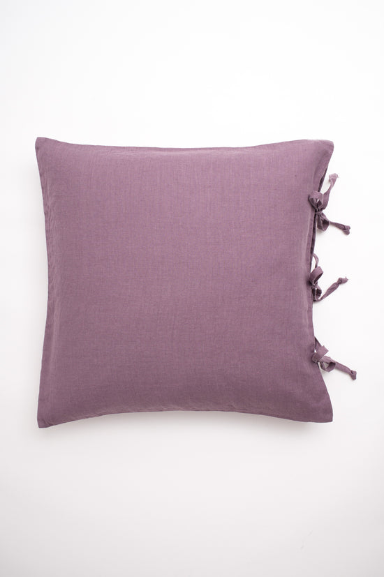 Plain linen decorative cushion covers with ties