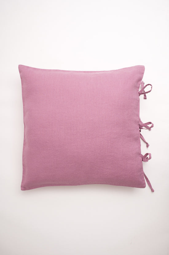 Plain linen decorative cushion covers with ties