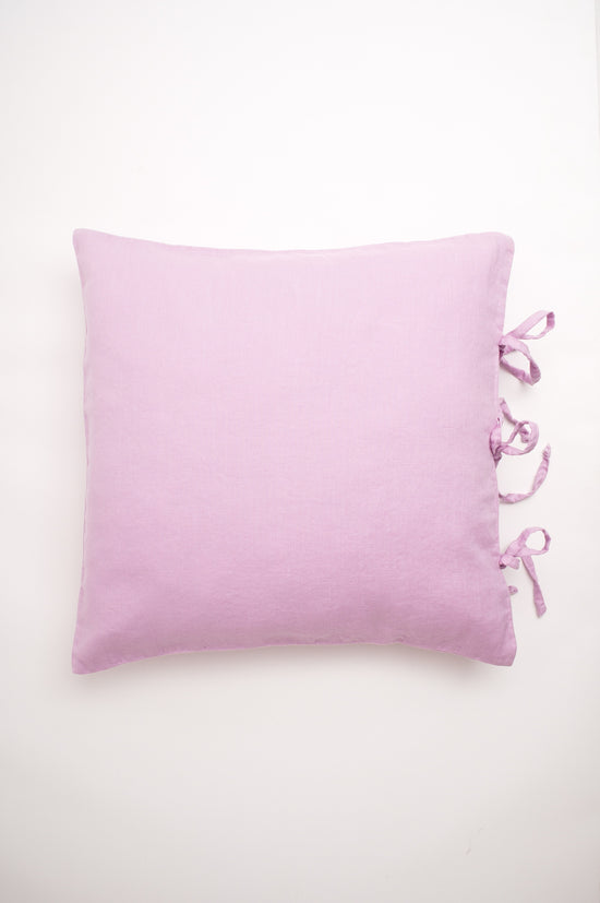 Plain linen decorative cushion covers with ties