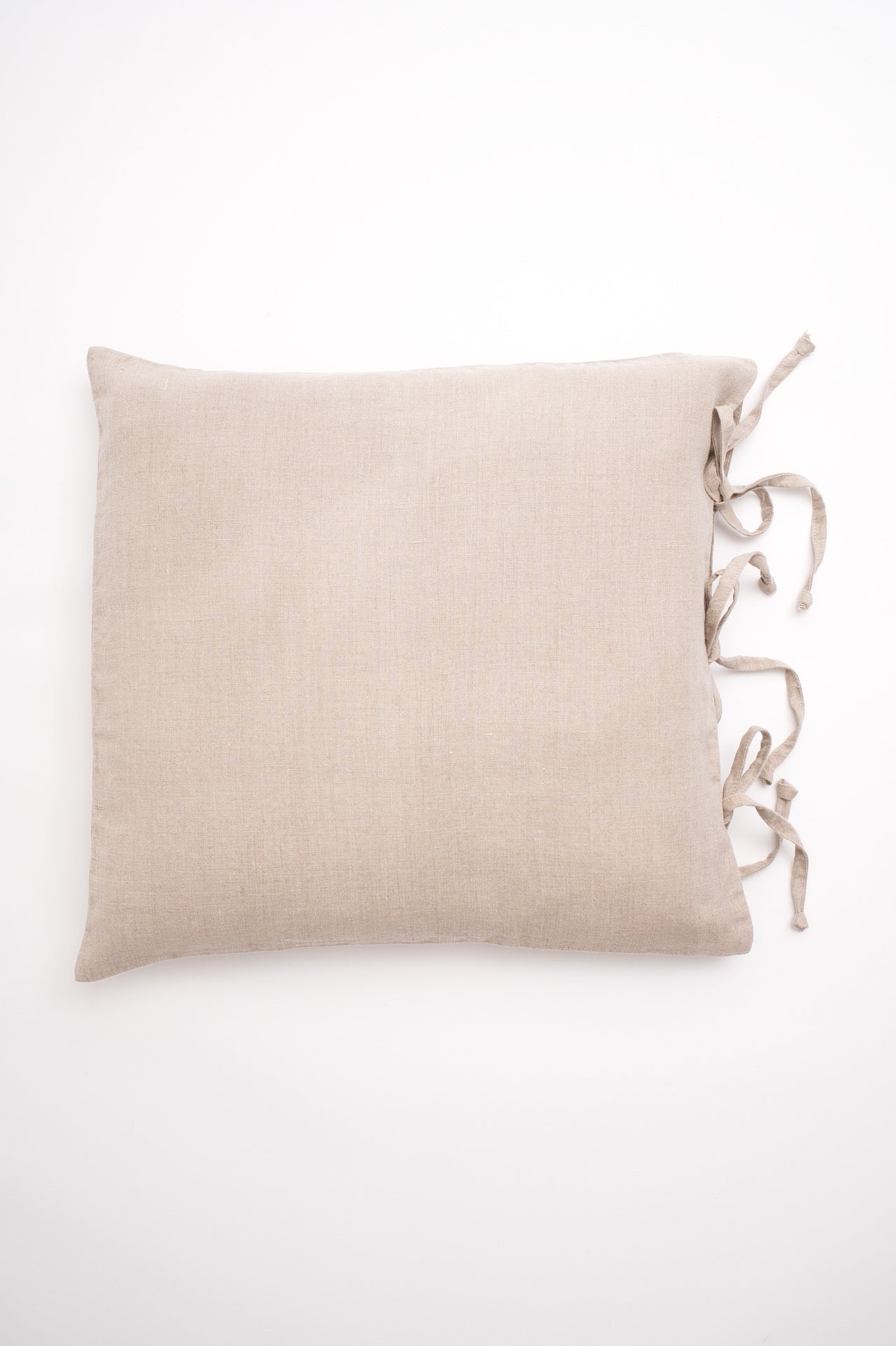 Plain linen decorative cushion covers with ties