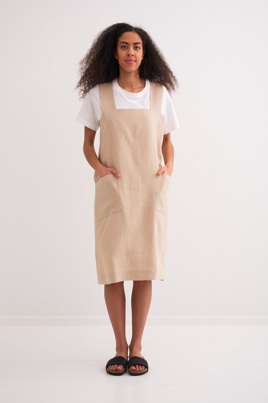 linen beige japanese apron